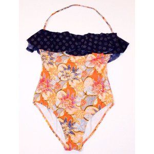 RED CARTER Swimwear MONOKINI Bathing Suit RUFFLED S